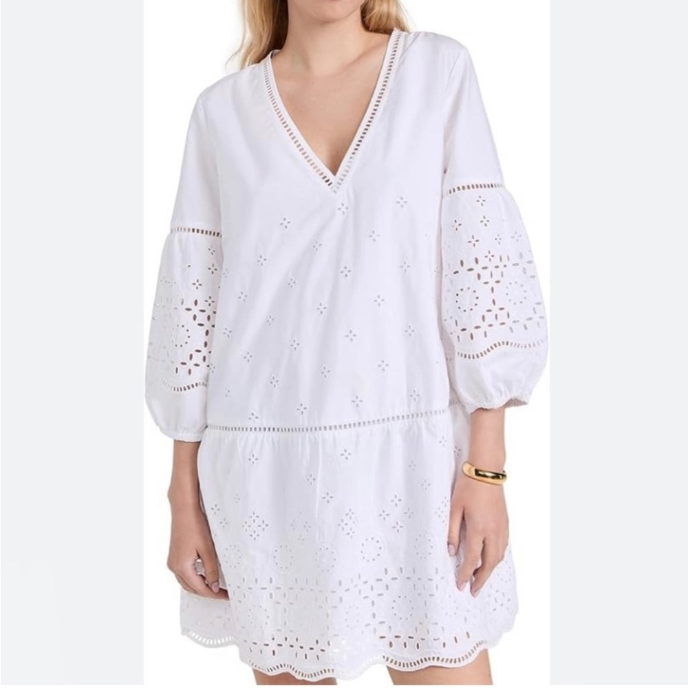 NWT‎ Club Monaco Eyelet Mini Dress in White Sz Medium $249